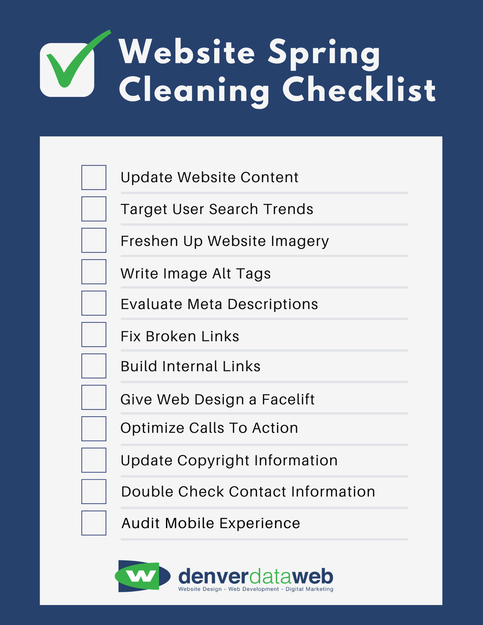 website spring cleaning checklist