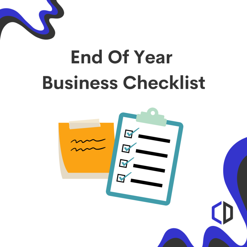 sticky note and checklist under article title of end of year checklist