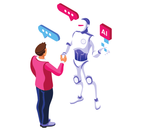 AI Robot talking to a human