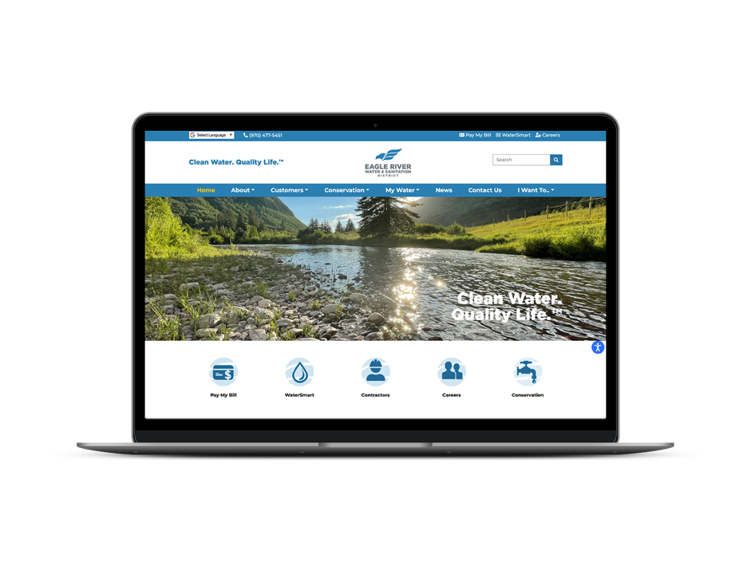 eagle river website on laptop